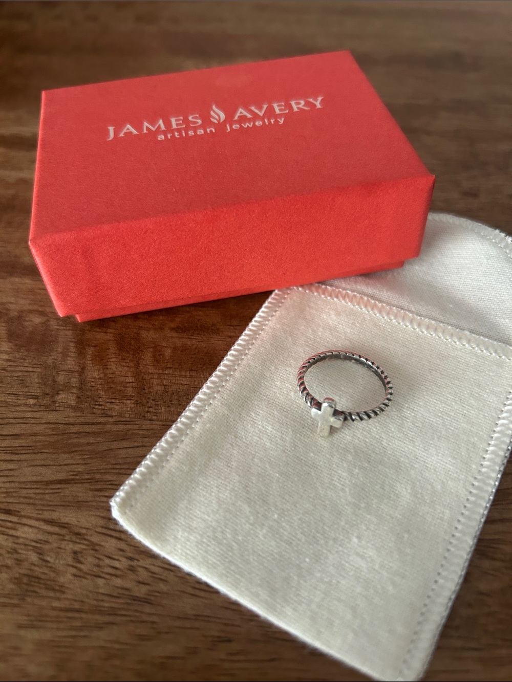 RETIRED James Avery Sterling Silver Cross Rope Ring - Silver